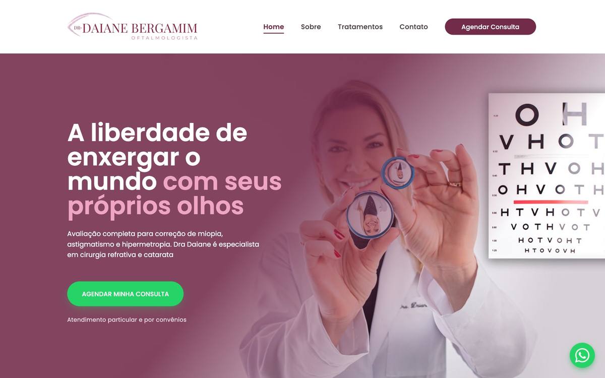 Site da oftalmologista Dra. Daiane Bergamim