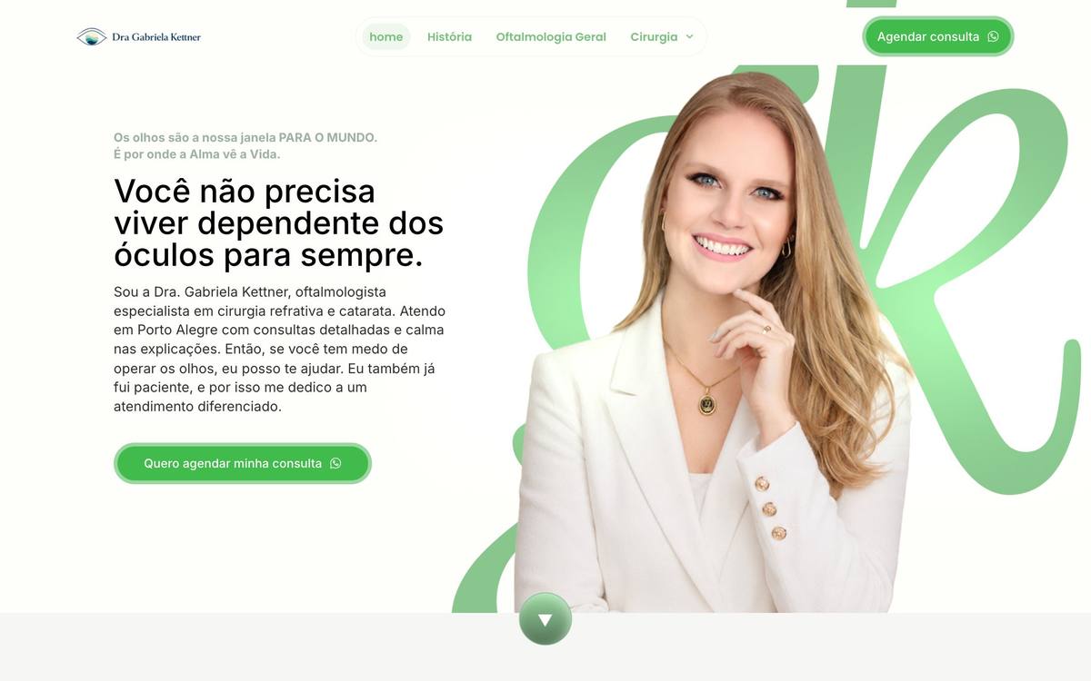 Site da oftalmologista Dra. Gabriela Kettner